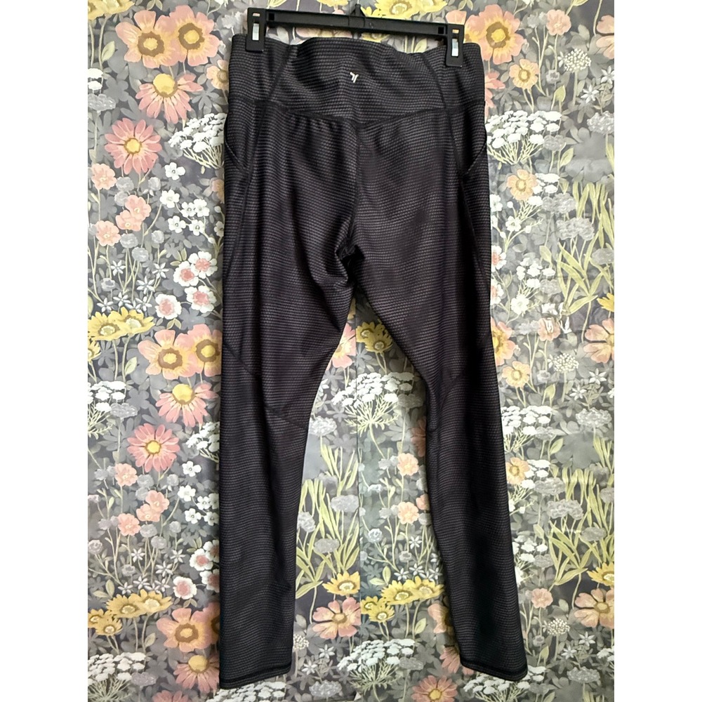 Old Navy Active‎ Leggings Women's Black Textured Pattern Stretch athletic XXL